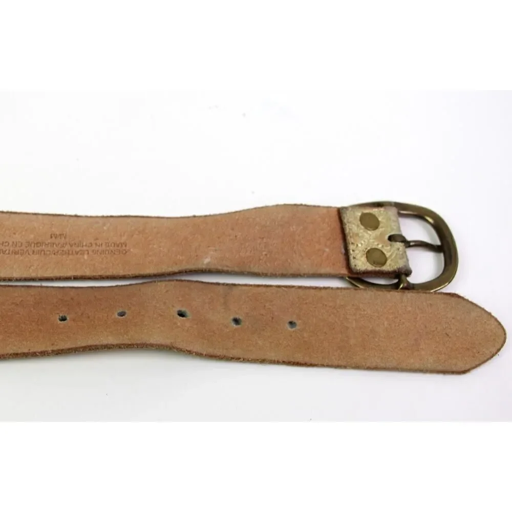 TOOLED GOLD BEIGE GENUINE LEATHER 1 3/8